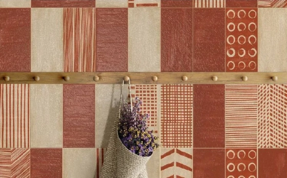Red & Beige